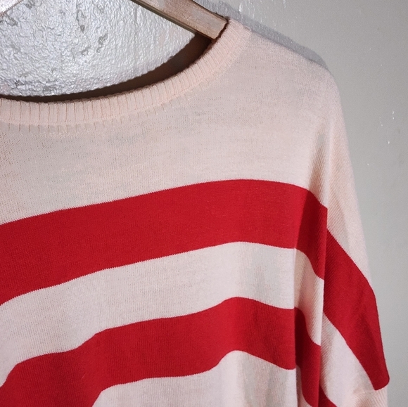 Peach and Red Striped Women's Top - Picture 4 of 6